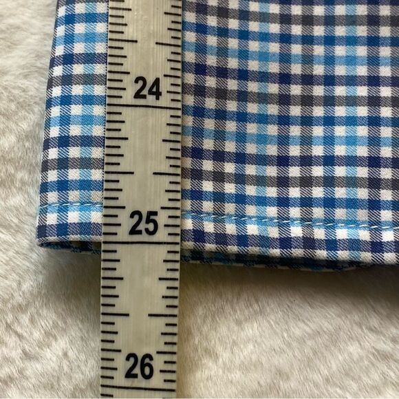 Untuckit Long Sleeve Button Down Breganze Blue White Plaid Shirt Size Large - Picture 9 of 9